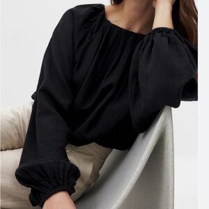 a new day Black Blouse with Puff Sleeves